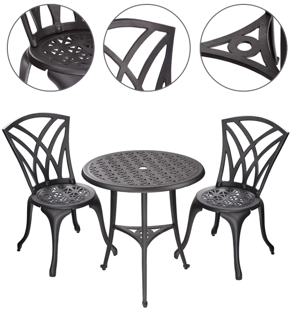 Alium &quot;Harrison&quot; gegoten aluminium tuin bistro set zwart €169,99