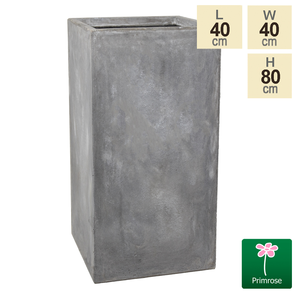Sjah tweede Van 80cm, Fibrecotta Hoge Kubus Plantenbak met Cement Afwerking € 64,99