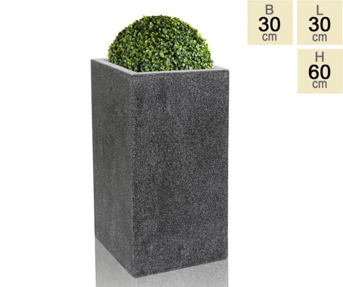 Hoge, Vierkante, Zwarte Poly-Terrazzo Plantenbak - Klein H x B/D 48 liter € 109,99