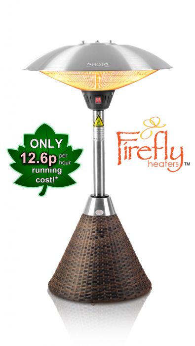 2.1kW Lamp Elektrische Infrarood Tafel Top met Bruine Rattan Basis, 3 Warmte Instellingen - van Firefly™ €