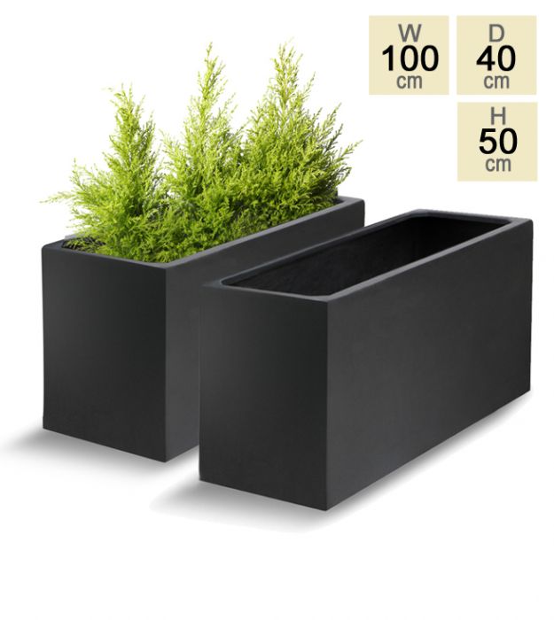 werkelijk Spreek luid Zegenen 100cm, Zwarte Polystone (Trog) Plantenbak - Set van 2 € 349,99