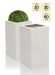 60cm, Witte Poly-Terrazzo Hoge Kubus Plantenbak - Set van 2